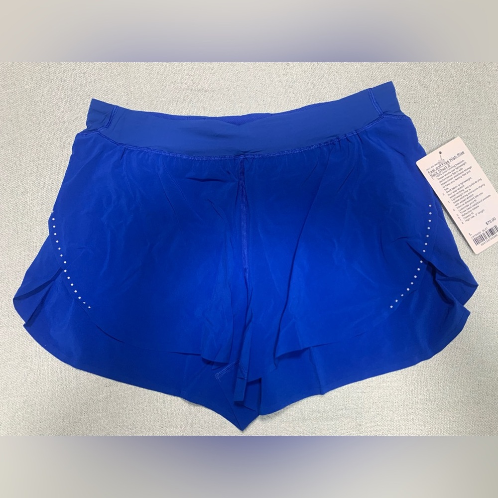 Lululemon Fast and Free High-Rise Classic-Fit Split Short 3" Galactic Cobalt L